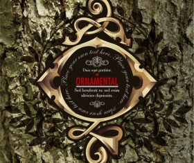 Luxury business labels with old bark background vector 05