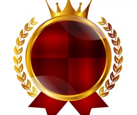 Luxury crown labels with laurel wreath vectors 01