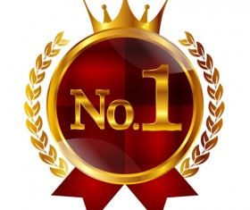 Luxury crown labels with laurel wreath vectors 02