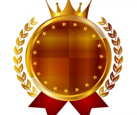 Luxury crown labels with laurel wreath vectors 03