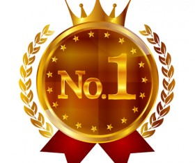 Luxury crown labels with laurel wreath vectors 04