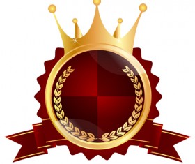 Luxury crown labels with laurel wreath vectors 05