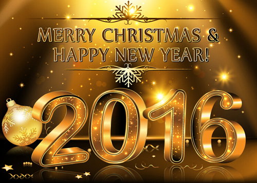 Luxury golden 2016 christmas with new year design vector