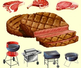 Meats with barbecue vector material