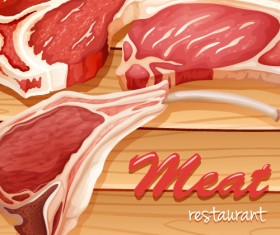 Meats with wood board vector