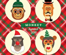 Monkey symbol 2016 new year vector 01