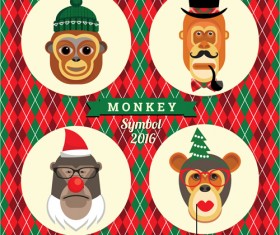 Monkey symbol 2016 new year vector 02
