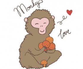Monkey with love heart vector