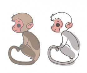 Monkey with watercolor vector