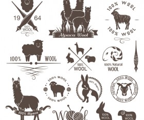 Natural wool logo with badge vector 02