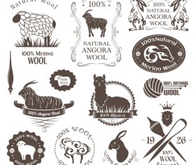 Natural wool logo with badge vector 05