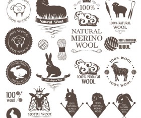 Natural wool logo with badge vector 06