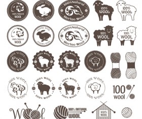 Natural wool logo with badge vector 08