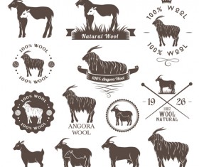 Natural wool logo with badge vector 09