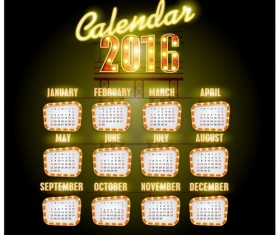 Neon calendars 2016 creative vector