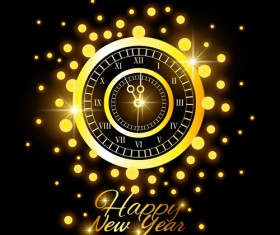 New year clock shining background vector