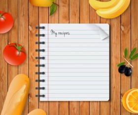 Notebook with food vector