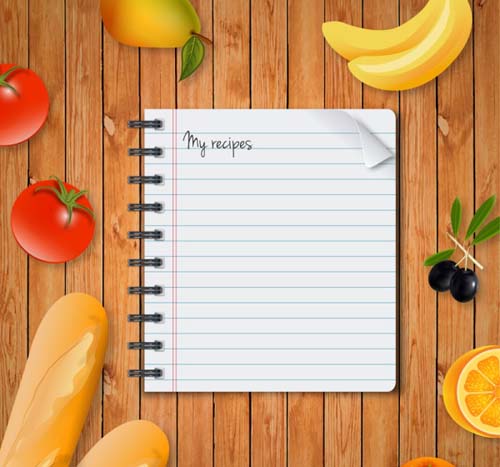 Notebook with food vector