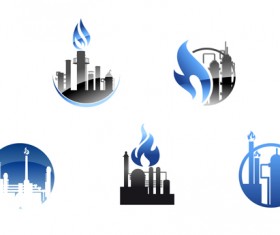 Oil refinery industry logo vector 03