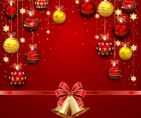 Ornate christmas balls with bow bell vector