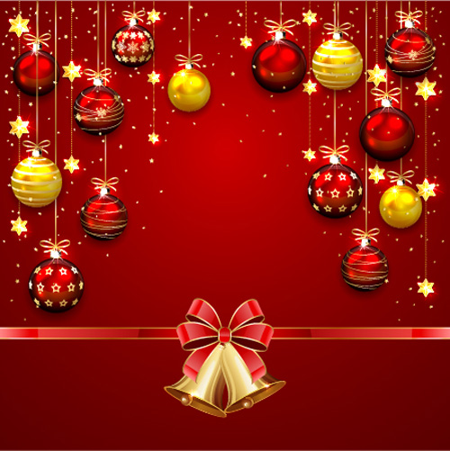 Ornate christmas balls with bow bell vector