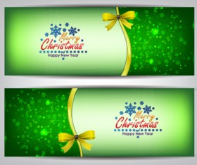 Ornate christmas banners green vector