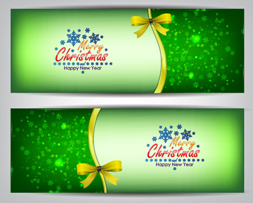 Ornate christmas banners green vector