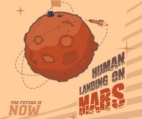 Outer space poster vintage vector 03