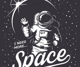 Outer space poster vintage vector 05