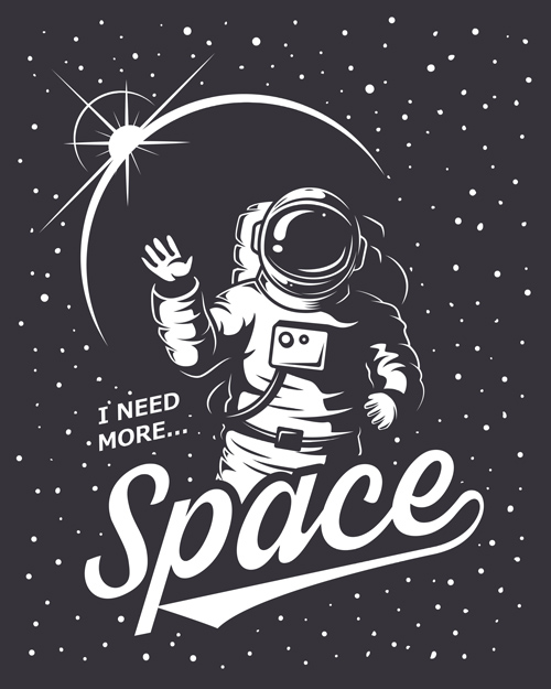 Outer space poster vintage vector 05