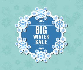 Paper snowflake frame with winter sale vector background 01