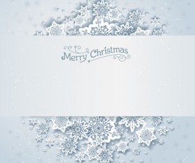 Paper snowflake with white christmas cards vector 01