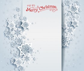 Paper snowflake with white christmas cards vector 02