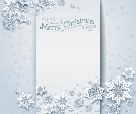 Paper snowflake with white christmas cards vector 03