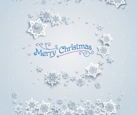 Paper snowflake with white christmas cards vector 04