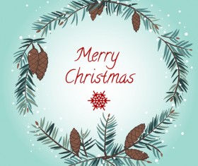Pine branches frame with christmas cards vector 01