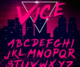 Pink alphabet hand drawn vector