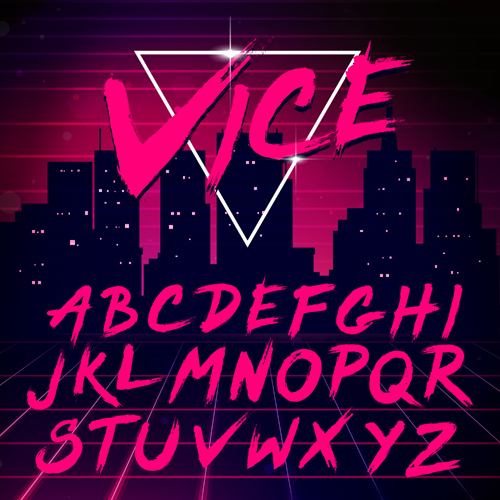 Pink alphabet hand drawn vector