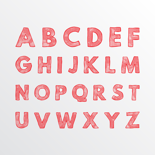 Pink watercolor alphabet vector