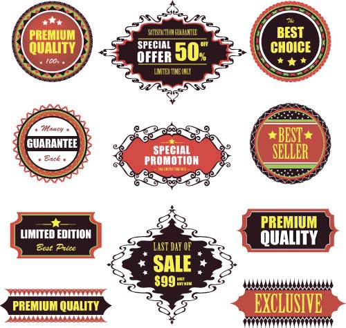 Premium quality with sale labels and badge vector 01