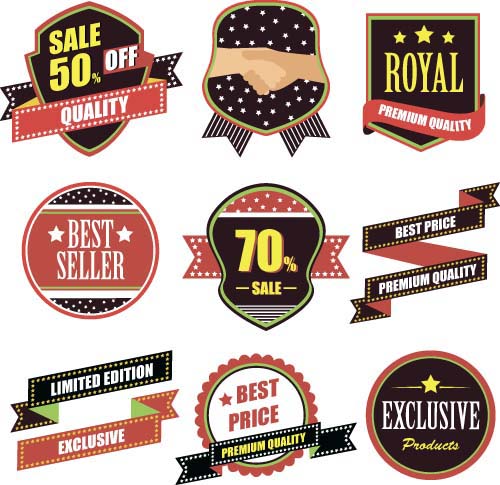 Premium quality with sale labels and badge vector 02