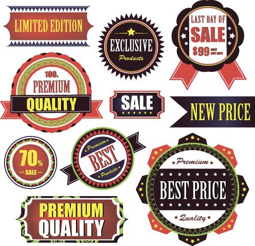 Premium quality with sale labels and badge vector 03