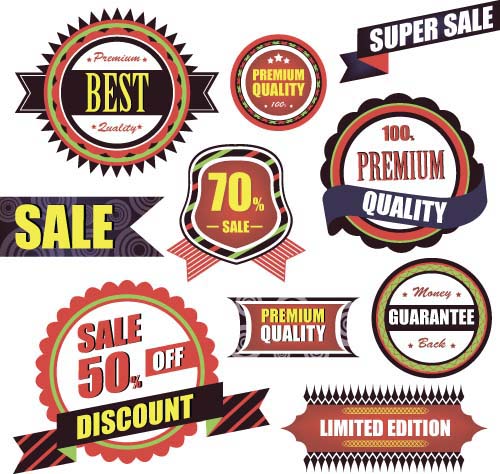Premium quality with sale labels and badge vector 04