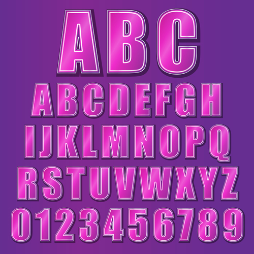 Purple alphabet letter with numbers vector