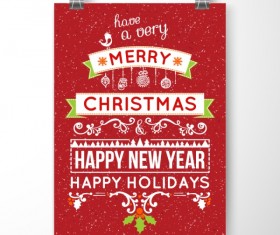 Red Christmas and New Year greeting cards vector