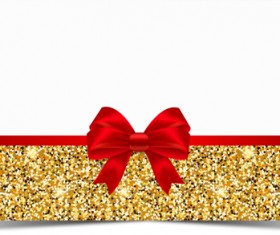 Red bow with gold luxury background vectors 01