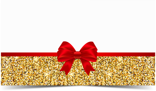 Red bow with gold luxury background vectors 01