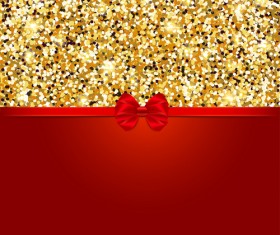 Red bow with gold luxury background vectors 02