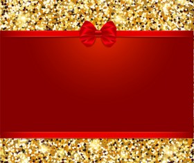Red bow with gold luxury background vectors 03