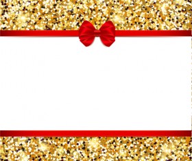 Red bow with gold luxury background vectors 04